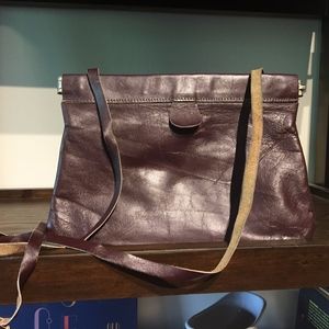 Vintage Handmade Leather Crossbody - Burgundy Wine